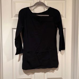 INC asymmetrical neck 3/4 sleeve black sweater